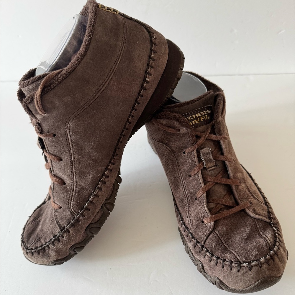 Skechers Chukka Women’s 10 Bikers Totem Pole Suede Boots Chocolate Brown Tie